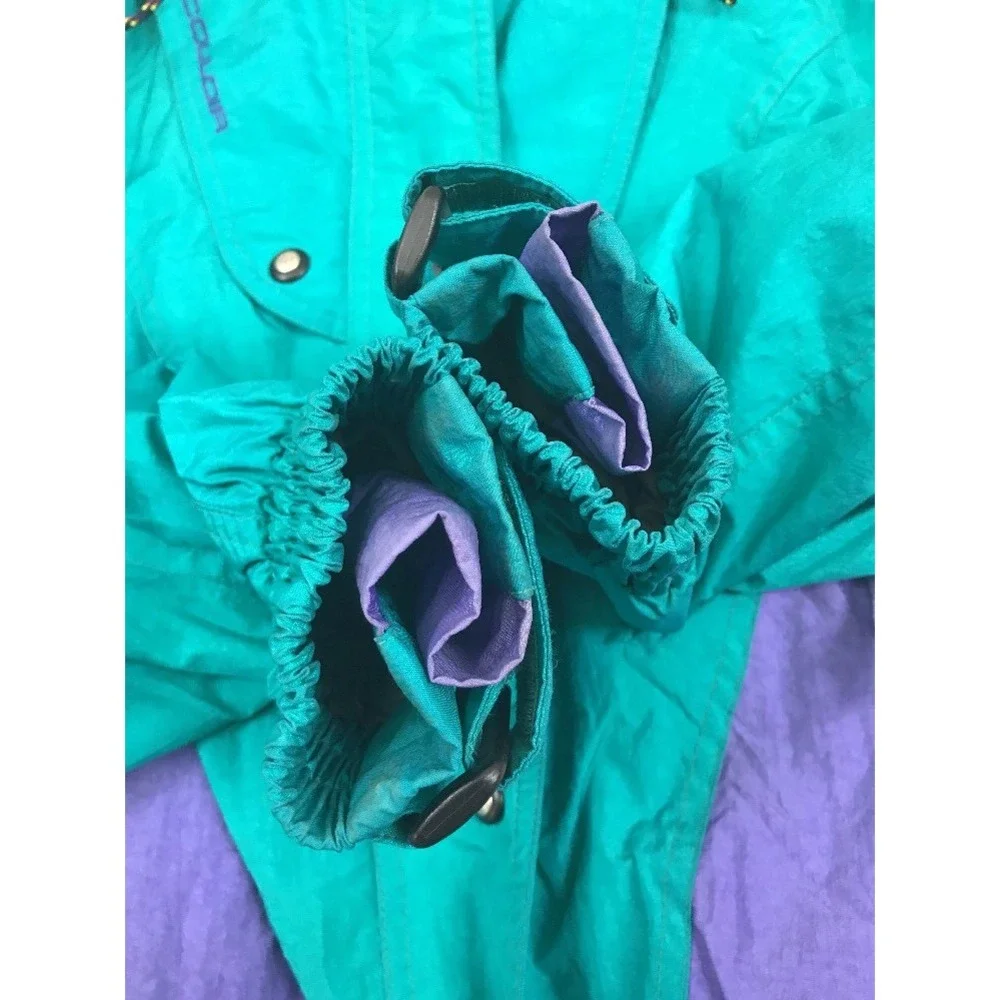 Couloir Ski Jacket Coat Vintage Womens Size 10 Green Purple Hidden Hood‎